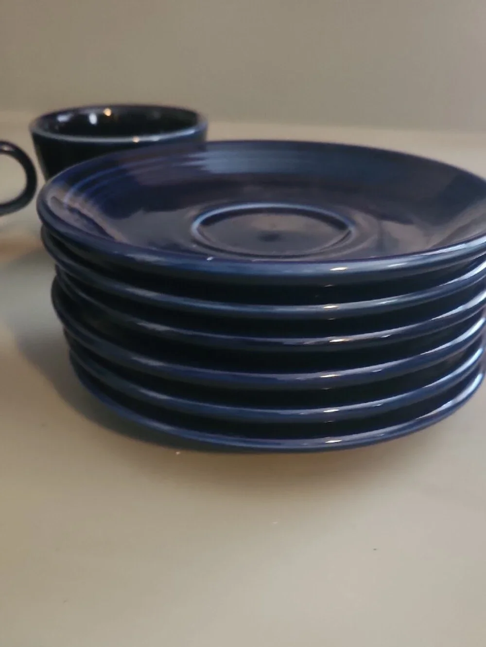 Homer Laughlin Fiestaware Fiesta Tea Cup/Saucer 6oz Cobalt Blue Set of 11 Pc.